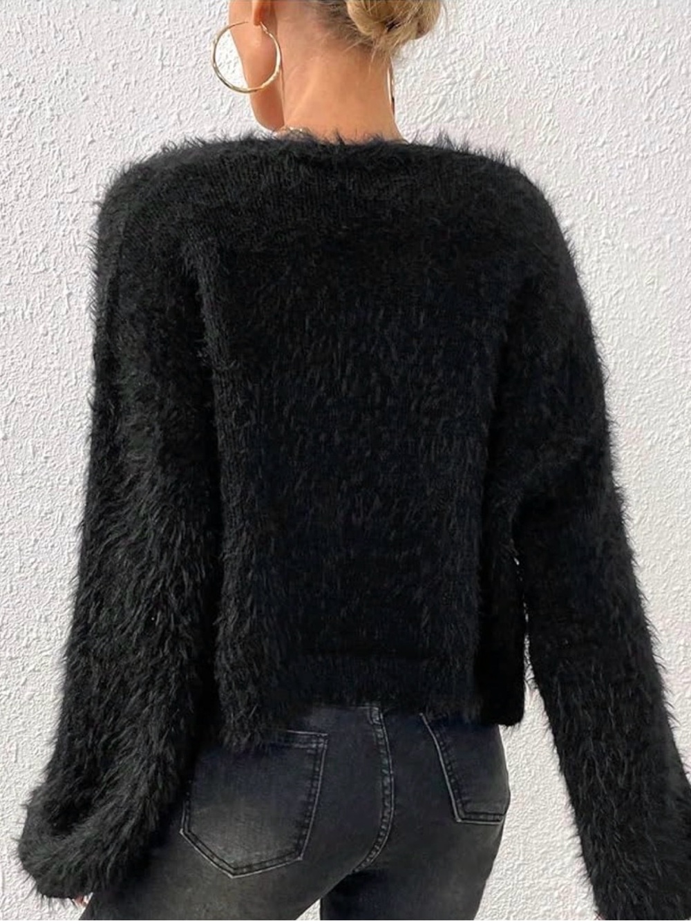 H&M Black Fuzzy Knit Sweater